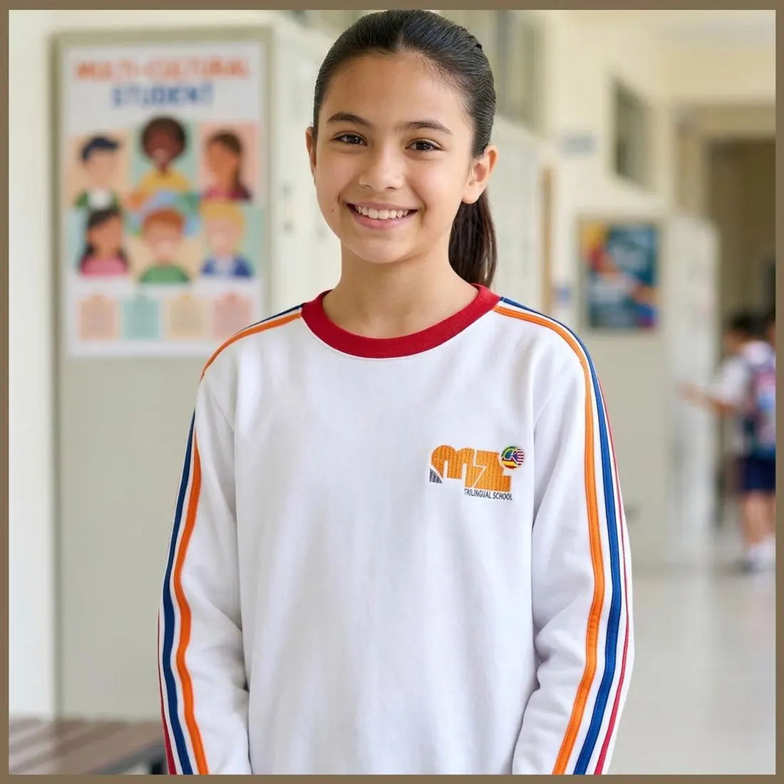 Uniforme escolar produzido pela Fusion para a MZ Trilingual School